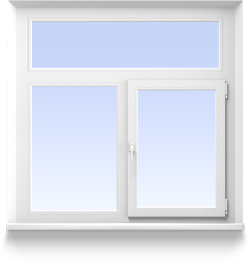 Двустворчатое окно с шапкой, пов/отк, 1100*1400>